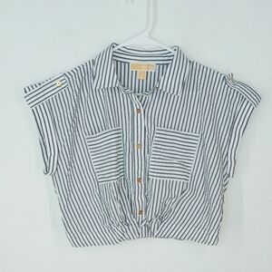 Michael Michael Kors Cropped Boxy Button Down Shirt Short Sleeve Size Medium